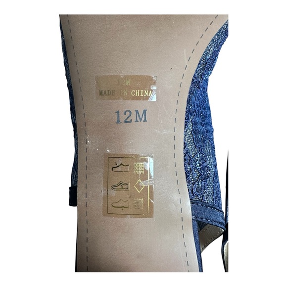 J.Renee Faleece Blue Satin Lace Rhinestone Slingback Heels Size 12 - Picture 11 of 11